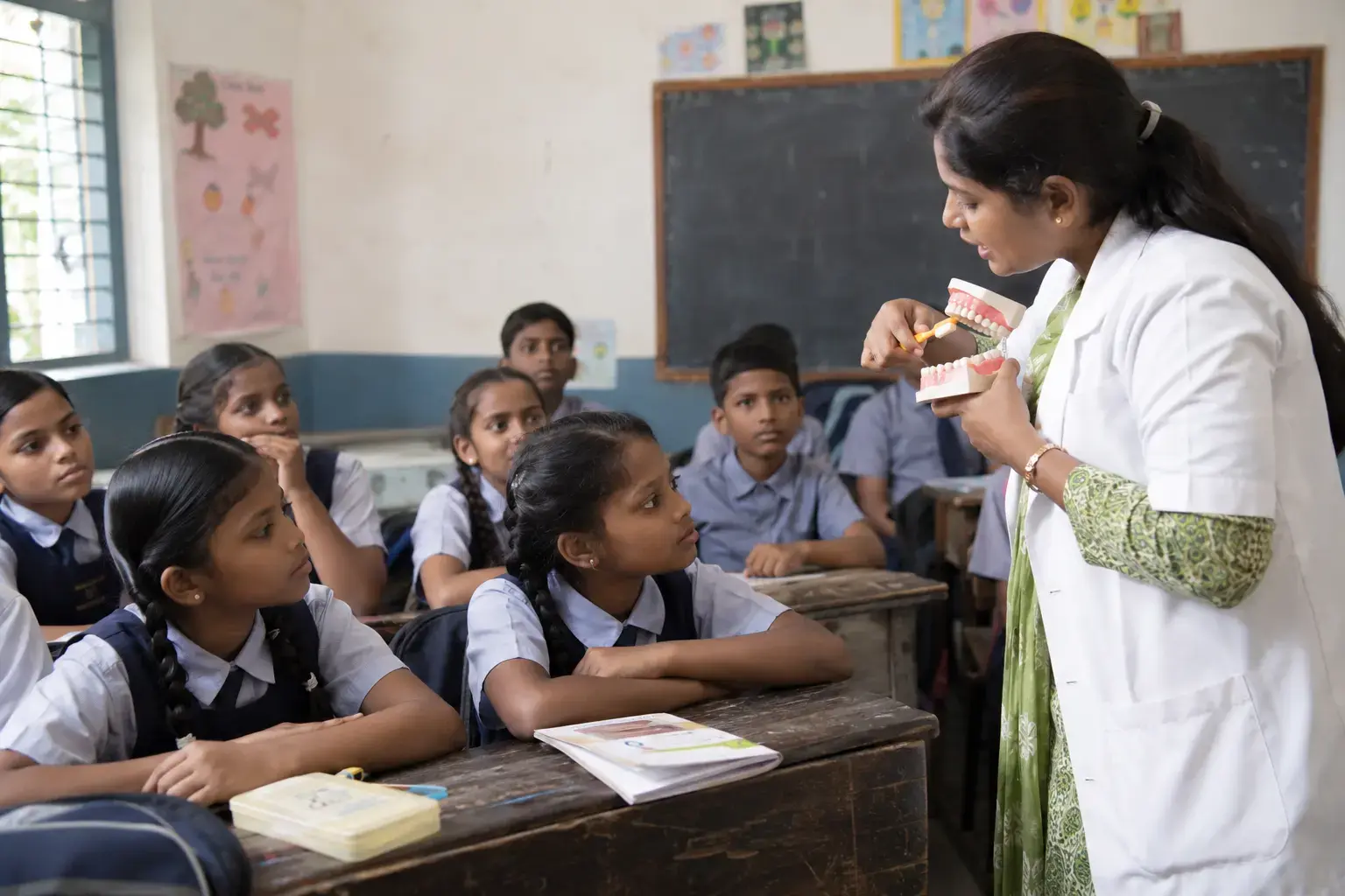Preventive oral-health awareness session with Indian government-school students