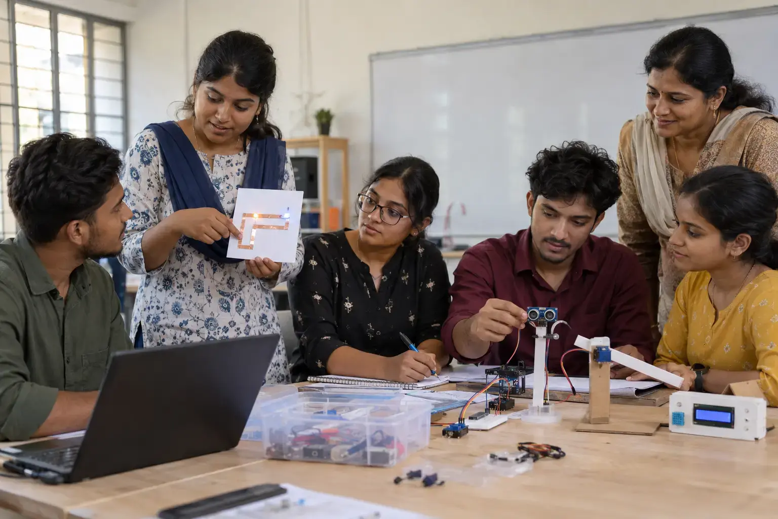 Indian college youth practising hands-on STEM facilitation and lesson planning