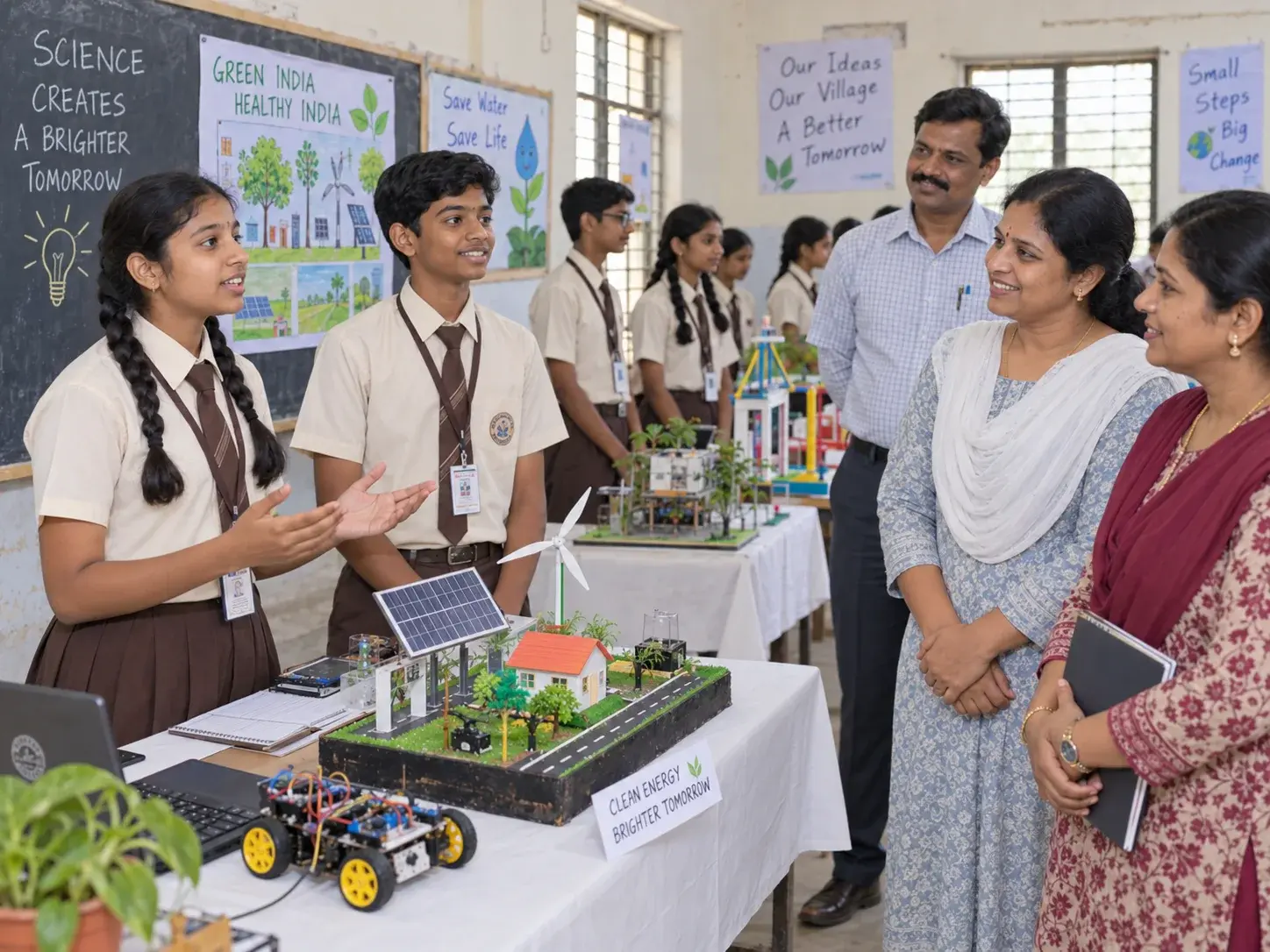 Students working on a clean-energy project